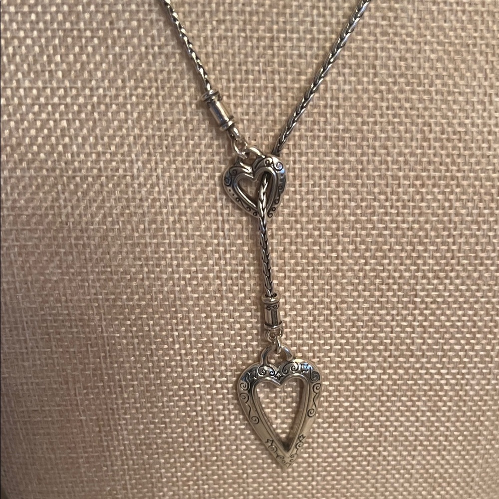 Brighton Silver Openwork Heart
Pendant Lariat Necklace Adjustable
Extender